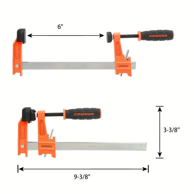 [Steel Bar Clamp] Jorgensen 4 Pack 6 Inch Steel Bar Clamp Set | Light Duty, 300 Lbs Load Limited, For Woodworking, Metalworking, DIY