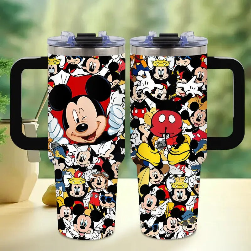 1pc Disney Mickey Mouse 40oz Stainless Steel Tumbler with Lid & Straw, Insulated for Hot & Cold Drinks, BPA-Free, Vibrant Mickey Illustrations, Perfect for Camping, Sports, Car Use