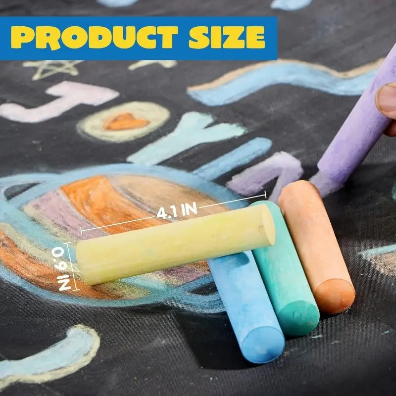 150pcs Sidewalk Chalk Set In 30pcs for Kids, 5 Colors, Giant Box Non-Toxic Jumbo Washable Chalk for Outdoor Art Play, Painting On Chalkboard, Kitchen, Blackboard, Playground,