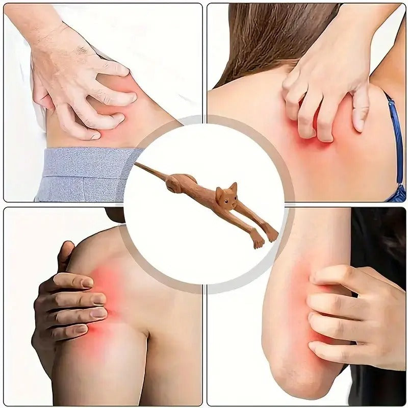 Wooden Cat Shaped Back Scraper, Manual Massage Tool, th & Home Care, Manual Back Scratcher, Ideal Gift for Birthday, Relaxation