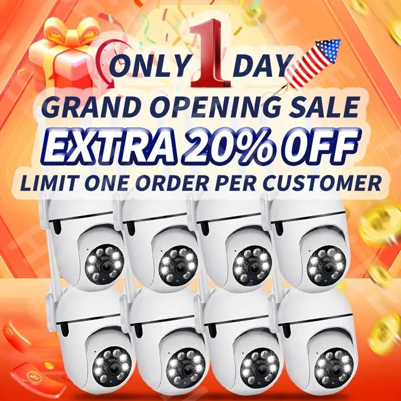 8PCS Wireless WiFi Outdoor Security Cameras, USB Powered, 360° Pan-Tilt Viewing Angle, PIR Human Detection, Color Night Vision, Wireless Surveillance Cameras for Home Security, Outdoor Farm, Remote Monitoring