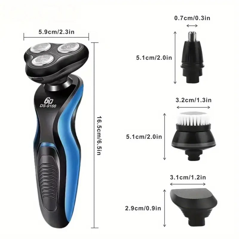4in 1 Men's Electric Shaver, 3 Floating Heads for Wet & Dry Shaving, USB Rechargeable & Washable, Valentine's/ Father's Day Gift for Dad/ Husband/ Boyfriend - Premium Beard & Facial Hair Trimmer