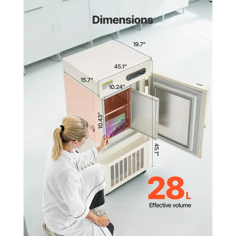 VEVOR Ultra Low Temperature Freezer Lab Freezer 28 L −40 ℉ to −123 ℉ Adjustable Temp