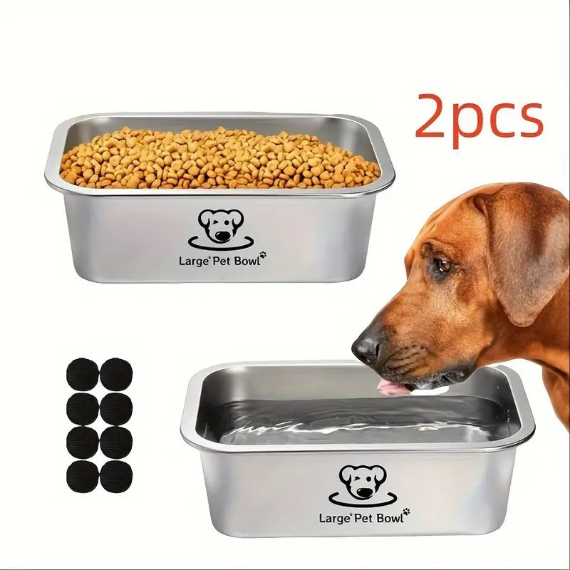 Misofog 2pcs Stainless Steel Dog Bowls for Large Dogs, 1.25 Gallons High Capacity Metal Dog Food Bowls, Extra Large Dog Bowl, Extra Large Water Bowl for Dog