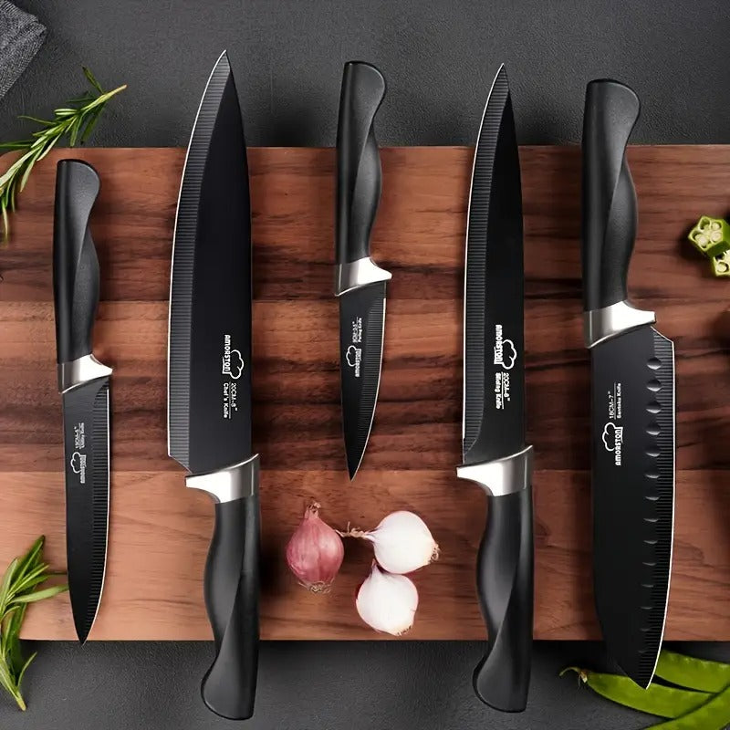 20pcs/ Knife Set, Amorston 20pcs Knife Sets for Kitchen with Block, Dishwasher Safe Kitchen Knife Set with Built-in Sharpener, German Stainless Steel Black Knife Block Set, Kitchen Gadgets Gifts for Mom Or Dad