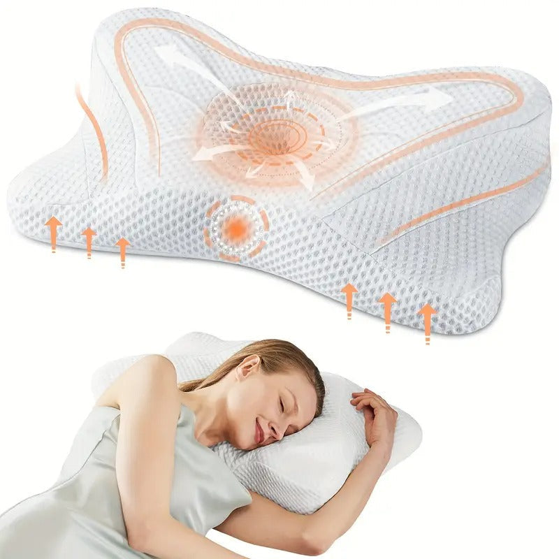 Comfortable Ergonomic Cervical Neck Pillow, Memory Foam Orthopedic Contour Neck Pillows for Side Back Stomach Sleeper with Cooling Pillowcase