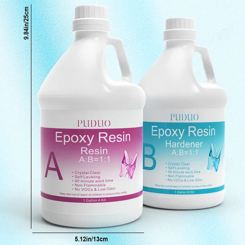 2 Gallon (256oz) Crystal Clear Epoxy Resin Kit W/ 4 Pre-Measured Bottles - Non-Yellowing! Self-Leveling & UV Resistant for River Tables, Bar Tops, Art Molds. 1:1 Mix