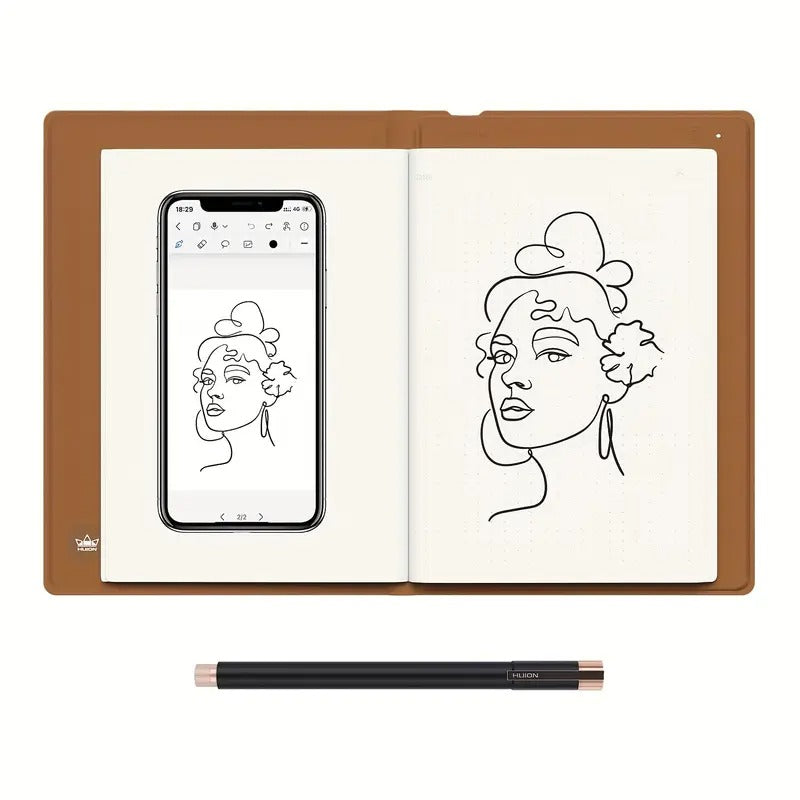 [HUION Digital Notebook] HUION 2-in-1 Digital Notebook | Drawing Tablet With Battery-free Pen, Wireless Paper Tablet Electronic Writing Pad For Note-taking, Digital Art & Meeting, Refillable A5 Notepad, 9.5x7inch
