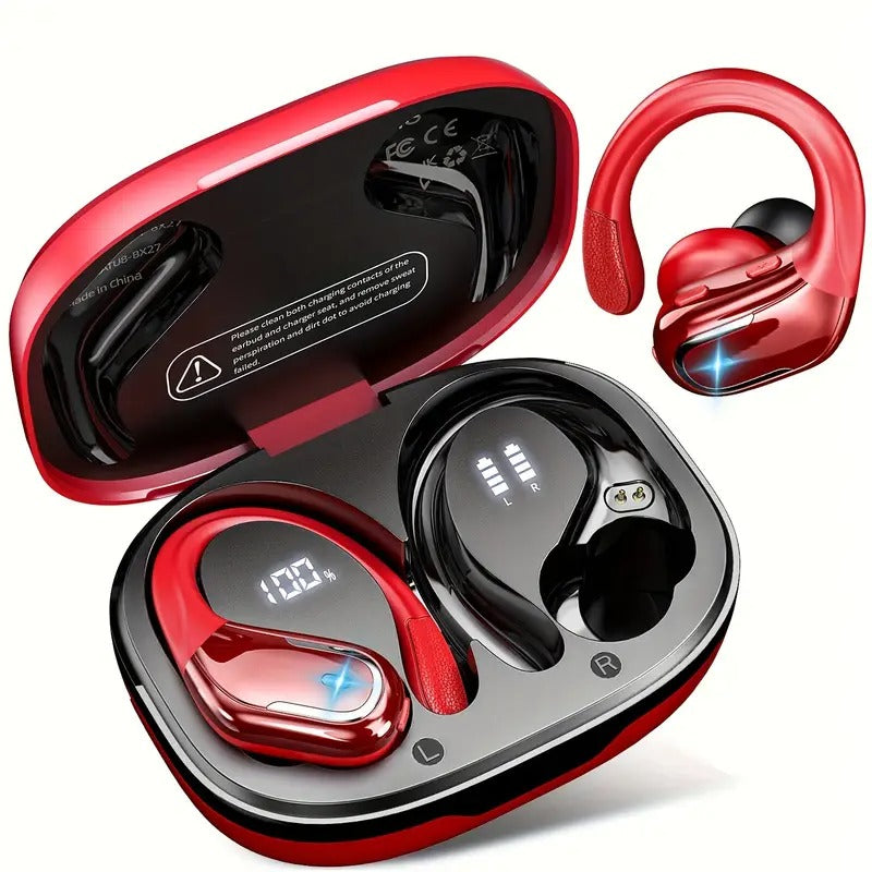 [LIFEBEE Wireless Earbuds] LIFEBEE Wireless Earbuds - New Over Ear Headphones with Earhooks, Pure Bass Sound, Dual-LED Display, Noise Cancelling Headset, Built-in Microphone for Running Sports