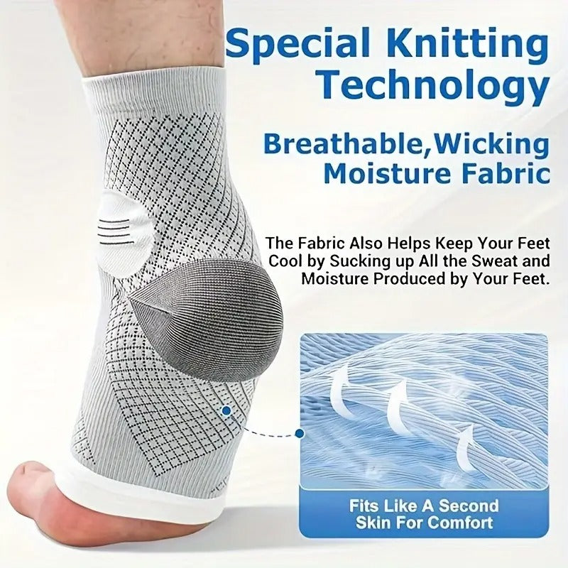 6-Pair Arch Support Compression Socks with Plantar Fascia Support, 15-20mmHg Pressure - Breathable Moisture-Wicking Athletic socks, Cushioned Ankle Stability