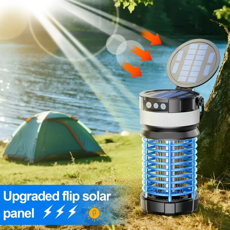 Auto-Sensor Solar Insect Killer - 4000mAh Portable Bug Zapper Light with LED, USB Rechargeable, Indoor/Outdoor Use, ABS Material, Solar-Powered Insect Repellent for Home & Garden