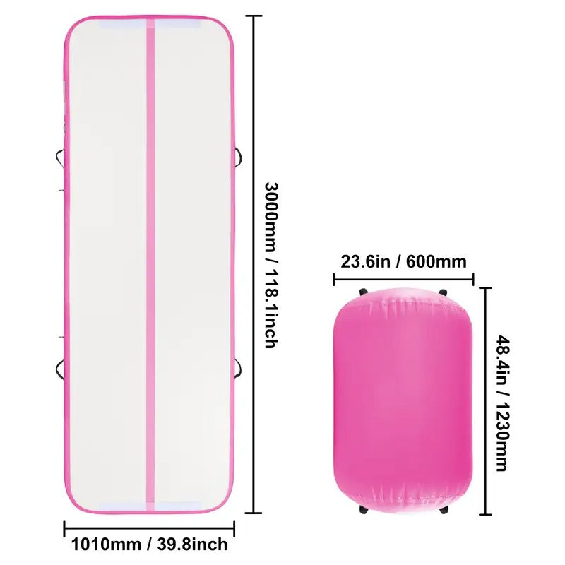 VEVOR Inflatable Gymnastics Air Mat Set, 2 PCS Tumbling Mat, Tumble Track with Electric Pump, Air Roller Barrel Gymnastics Equipment, Training Mats for Home