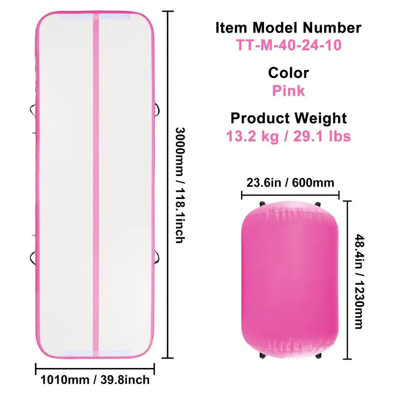 VEVOR Inflatable Gymnastics Air Mat Set, 2 PCS Tumbling Mat, Tumble Track with Electric Pump, Air Roller Barrel Gymnastics Equipment, Training Mats for Home