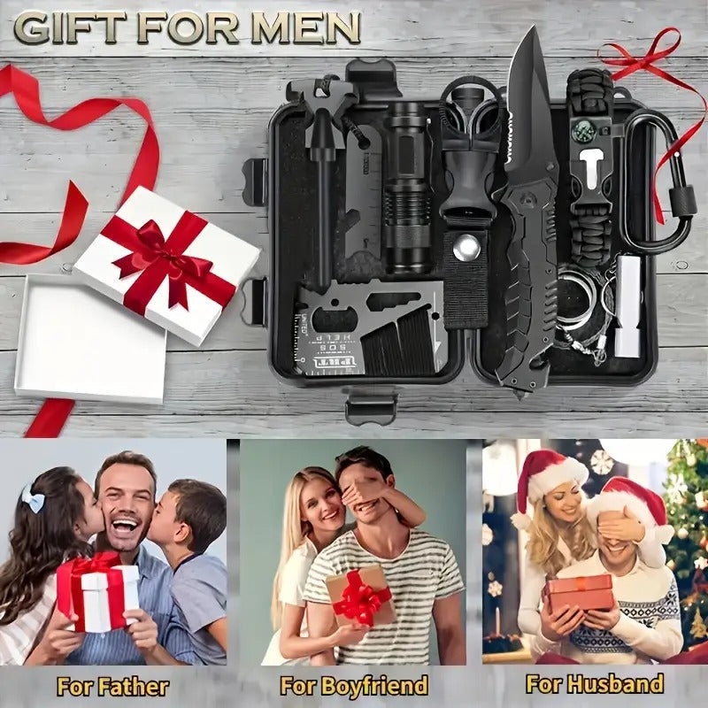 industrial shear Shall 12pcs Emergency Survival Kit, Outdoor Survival Gear Tool with Survival Bracelet, Fire Starter, Whistle, Wood Cutter, Water Bottle Clip, Pen