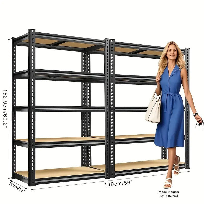2000LB Capacity Heavy Duty Garage Shelves - 2pcs Extra Tall 60" Freestaning Shelving Units, Adjustable Height, Easy Assembly Heavy-Duty Metal Frame, Leveling Feet for Garage, Warehouse, Home, Office - Industrial Storage