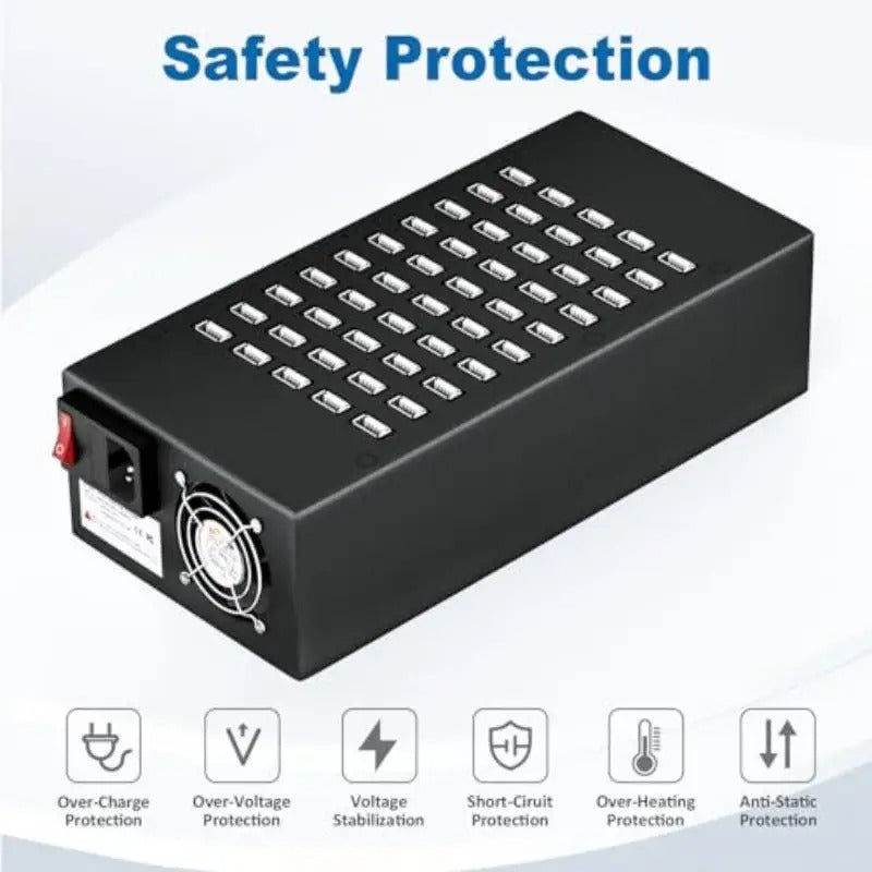 50 Port 200 Watt 40A USB Charging Station USB Fast Charger with Intelligent Protection Multiple USB Desktop Chargers Suitable for Hotels Shops Schools Shopping malls