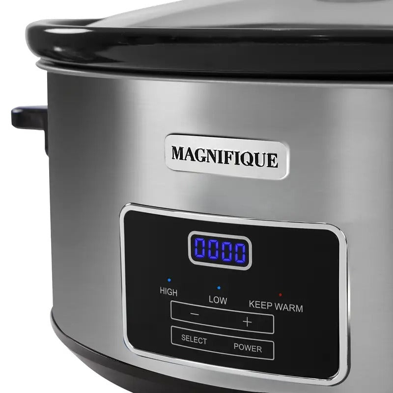 8-Quart Digital Programmable Slow Cooker with Timer - Small Kitchen Appliance for Family Dinners - Serves 10+ People - Heat Settings: Keep Warm, Low and High