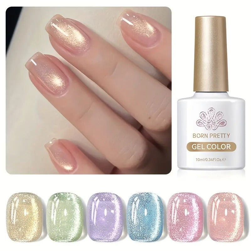 6pcs/set BORN PRETTY Cat Eye Gel Nail Polish, 0.34oz, Flowing Series, Alcohol Free, for Nails DIY