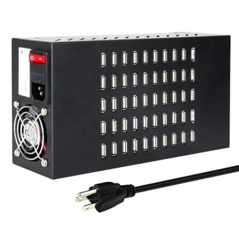50 Port 200 Watt 40A USB Charging Station USB Fast Charger with Intelligent Protection Multiple USB Desktop Chargers Suitable for Hotels Shops Schools Shopping malls