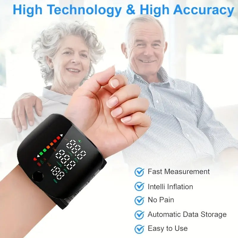 1pc MD1820 Wrist Blood Pressure Monitor with LCD Display, Adjustable Cuff, Pulse Rate Detection & Irregular Heartbeat Alarm - USB Rechargeable, Sound Playback - Home Health