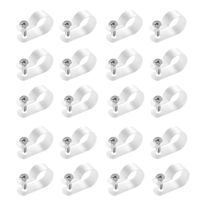 100-Pack Heavy-Duty RType Cable Clips - with Screw Hole for Secure Cable Management - Compatible with Electrical Outlets, Panels, Wiring Systems - Ideal for Home, Office, Industrial Use - Space-Saving Wire Clamps