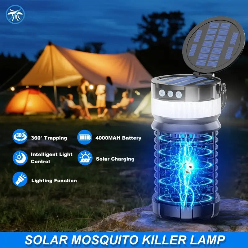 Solar Mosquito Killer Lamp for Outdoor and Camping - 12H UV Bug Zapper, 4000mAh, Fly and Mosquito Auto Sensor