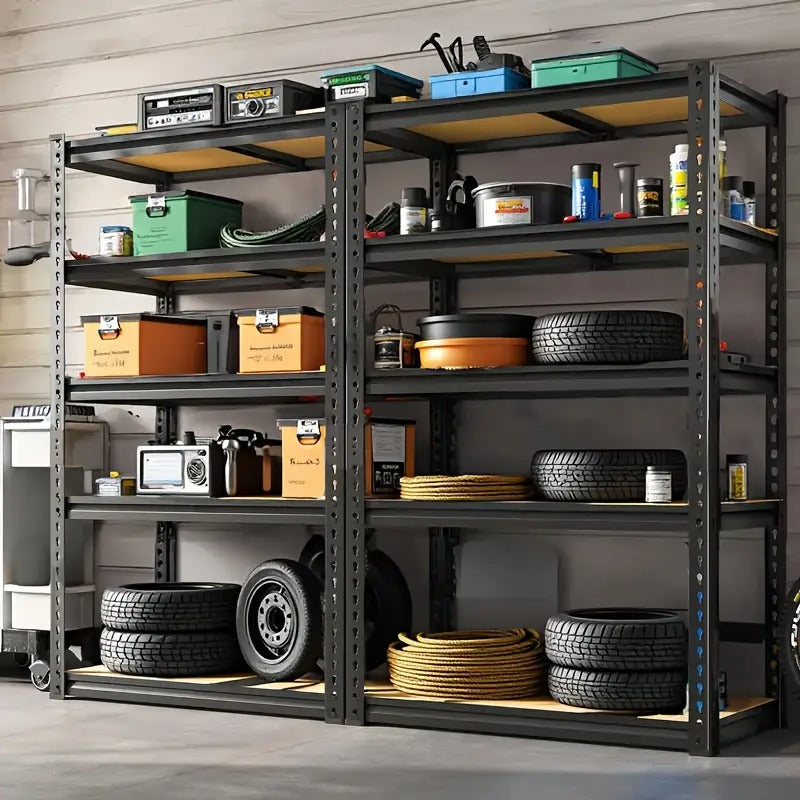 2000LB Capacity Heavy Duty Garage Shelves - 2pcs Extra Tall 60" Freestaning Shelving Units, Adjustable Height, Easy Assembly Heavy-Duty Metal Frame, Leveling Feet for Garage, Warehouse, Home, Office - Industrial Storage