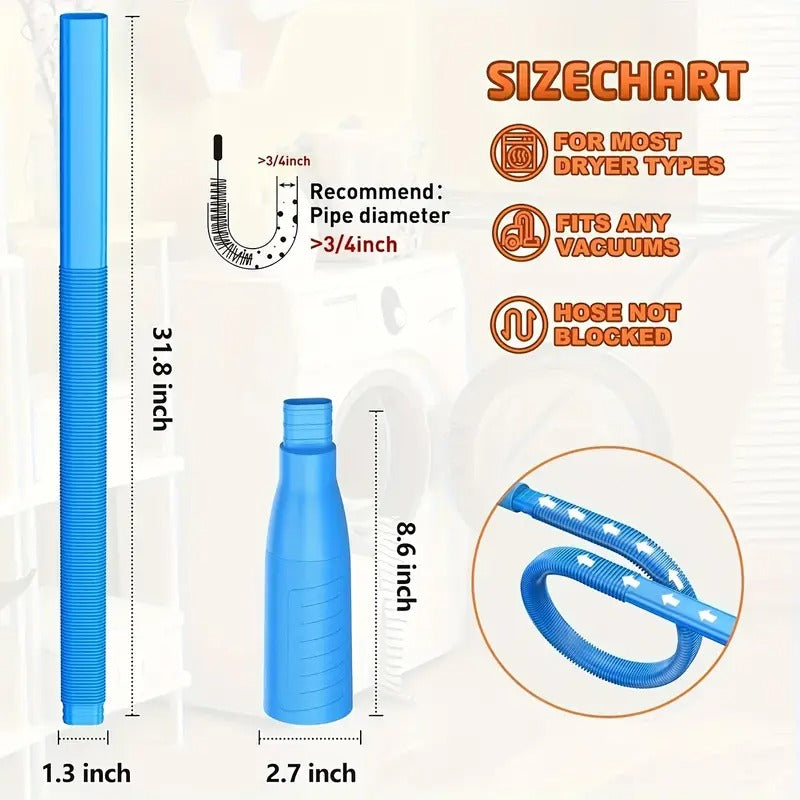 1 Dryer Ventilation Duct Cleaning Kit (Vacuum Cleaner Special Adapter Head) - Multi-purpose Combination Design, Integrating A Lint Collector, High-pressure Cleaner And Vacuum Hose Into One, Quickly Unclogging