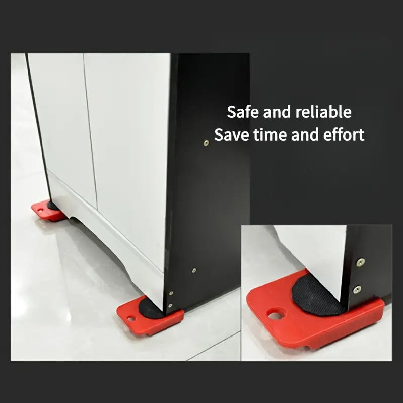 5pcs Heavy Duty Furniture Movers with Red Metal Pads - Labor-Saving Moving Tool for Large Objects, Smooth Rolling Pulley Base for
