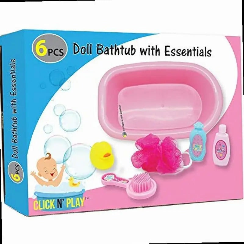 Click N Play Baby Bathtub Pretend Play Set for Girls Toddlers Comes with 6 Pieces Accessories for Ages 3
