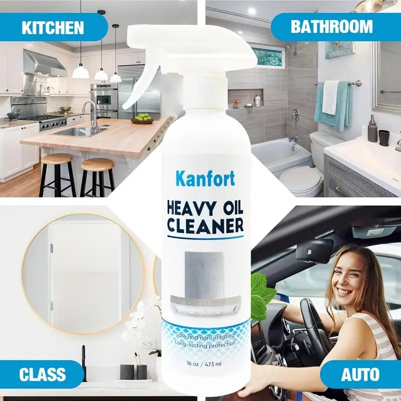 1pc KANFORT Heavy Duty All-Purpose Cleaner Spray - Quick Oil Stain Removal, Low-Odor Formula for Stove, Oven, Grout & Kitchen Surfaces - Non-Irritating, Scent-Free Degreaser, Ideal for Daily & Tough Cleaning