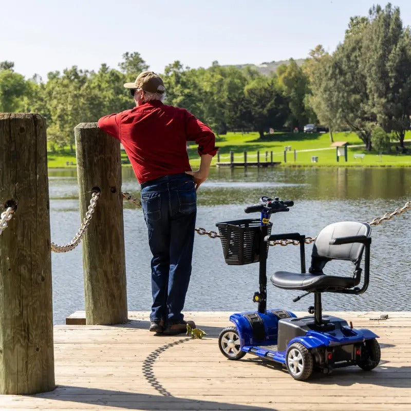 4-Wheel Folding Adult Mobility Scooter, Mobility Aid for Seniors, Weight Capacity 300 lbs, Range 10 Miles, Portable Electric Mobility Scooter with LED Headlights and Foldable