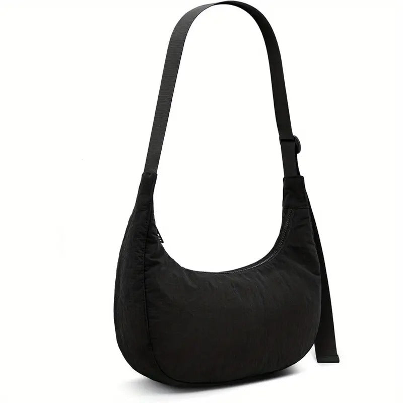 Iioscre Medium Crossbody Crescent Bag for Women Men Trendy, Nylon Crossbody Hobo Bag with Adjustable Strap and Inner Pockets.