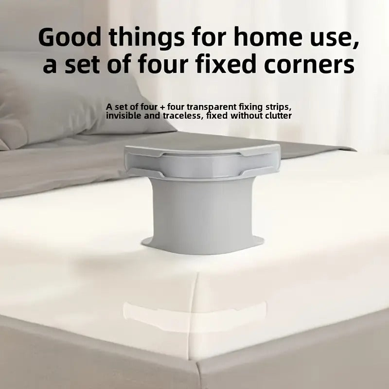 A Set of 4 Invisible Bed Sheet Fixing Clips, Seamless And Durable Polypropylene Buckle, Gray, Reinforced Anti Slip Design Suitable for All Sizes of Headboards And Sidewalls