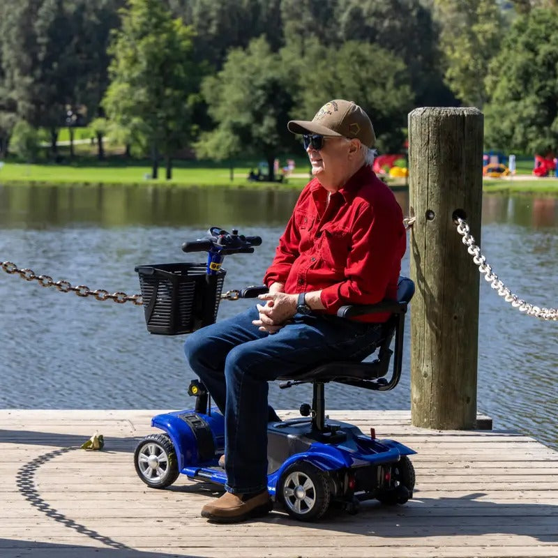 4-Wheel Folding Adult Mobility Scooter, Mobility Aid for Seniors, Weight Capacity 300 lbs, Range 10 Miles, Portable Electric Mobility Scooter with LED Headlights and Foldable