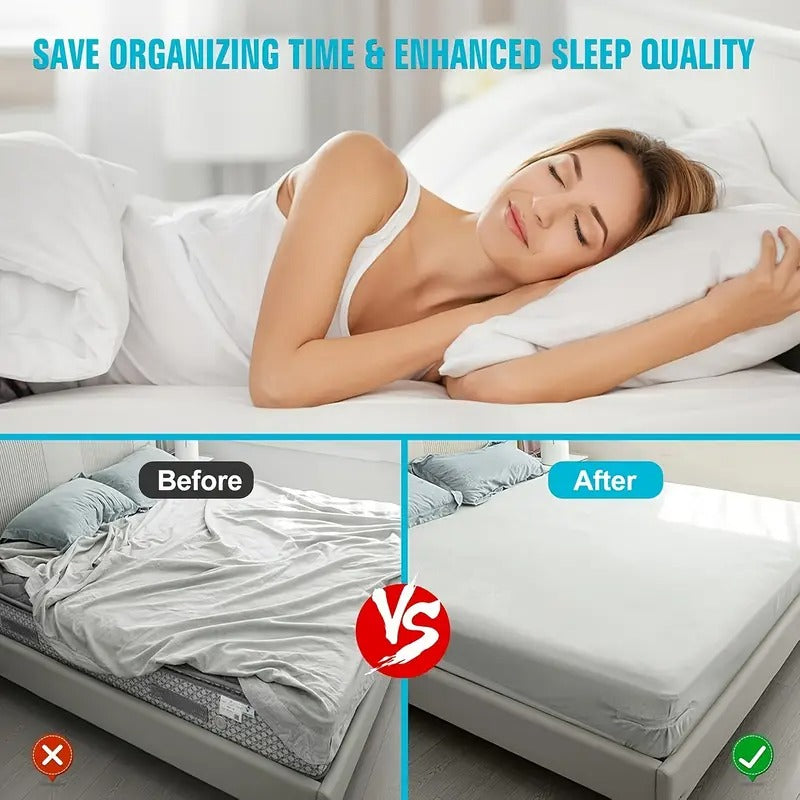 A Set of 4 Invisible Bed Sheet Fixing Clips, Seamless And Durable Polypropylene Buckle, Gray, Reinforced Anti Slip Design Suitable for All Sizes of Headboards And Sidewalls