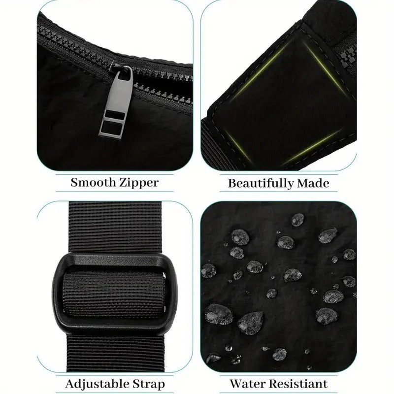 Iioscre Medium Crossbody Crescent Bag for Women Men Trendy, Nylon Crossbody Hobo Bag with Adjustable Strap and Inner Pockets.