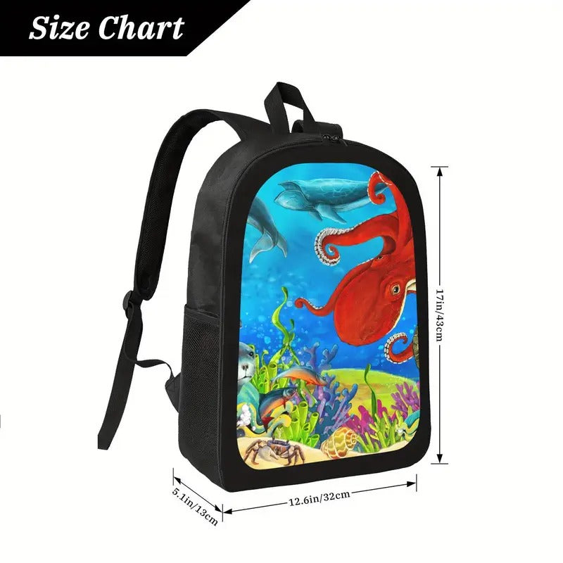 17 Inch Coral Reef Backpack for Men & Women - Durable Lightweight Laptop Bag with Vibrant Underwater Design, Multiple Compartments, Padded Straps & Machine Washable - High School, Travel, Work, College Backpack, Backpack