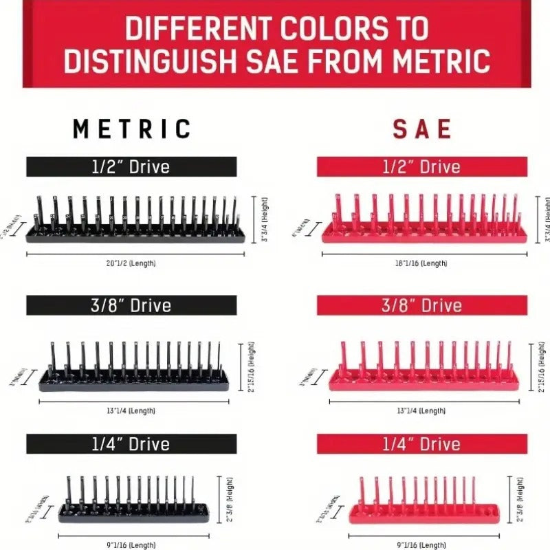 Toolbox Organizer with a Tray Holder for 6 SAE Metric Pieces