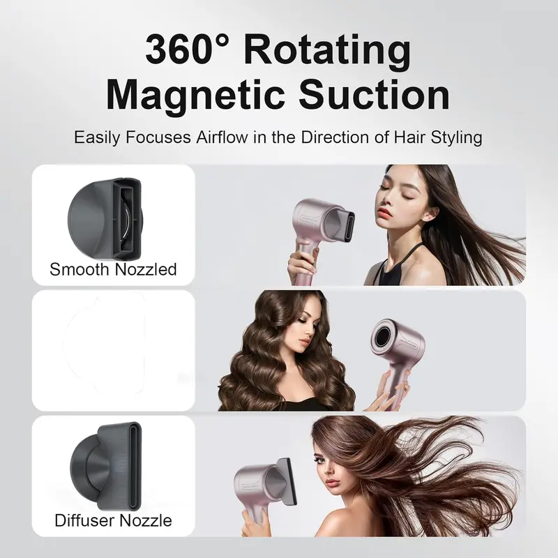 Professional Hair Dryer with Advanced Airflow Technology - Fast Drying, Frizz Control, 200M Negative Ions, 12 Customizable Modes, Lightweight Travel Design (Valentine's Gift Ready)