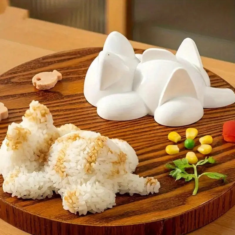 Cute Cat Shaped Sushi Mold - Japanese Rice Ball Maker with Easy-Grip design, Durable Plastic Kitchen Tool for Homemade sushi, Bento Lunch Boxes,