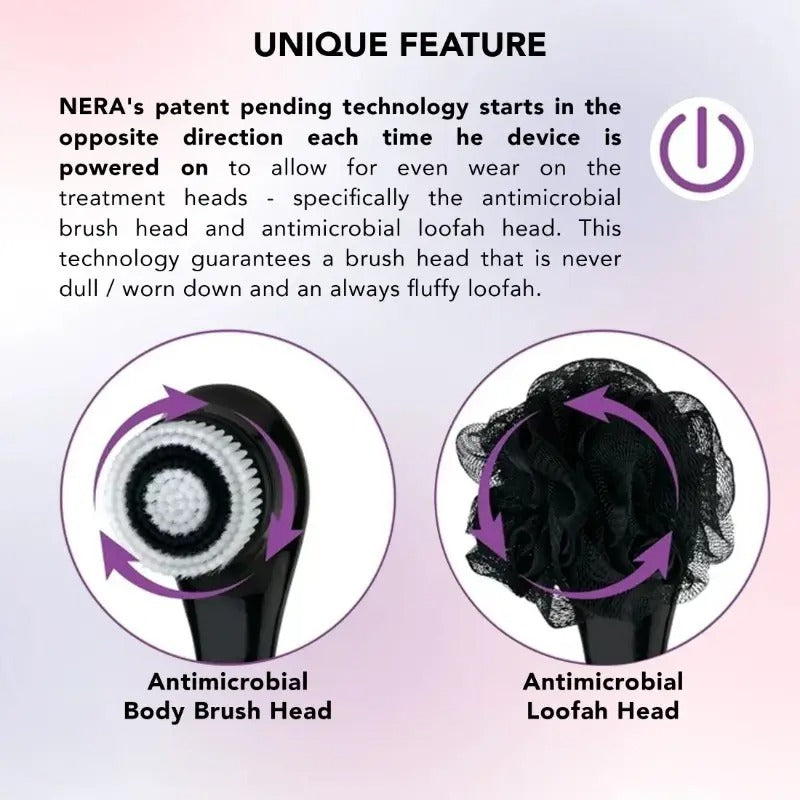 Body exfoliating brush, Bath massage brush, Shower body scrubber, 4 in 1 manual skin care brush for exfoliation, deep cleansing, foot care, lotion application and relaxing massage, full-body bath tool for smoother skin and home