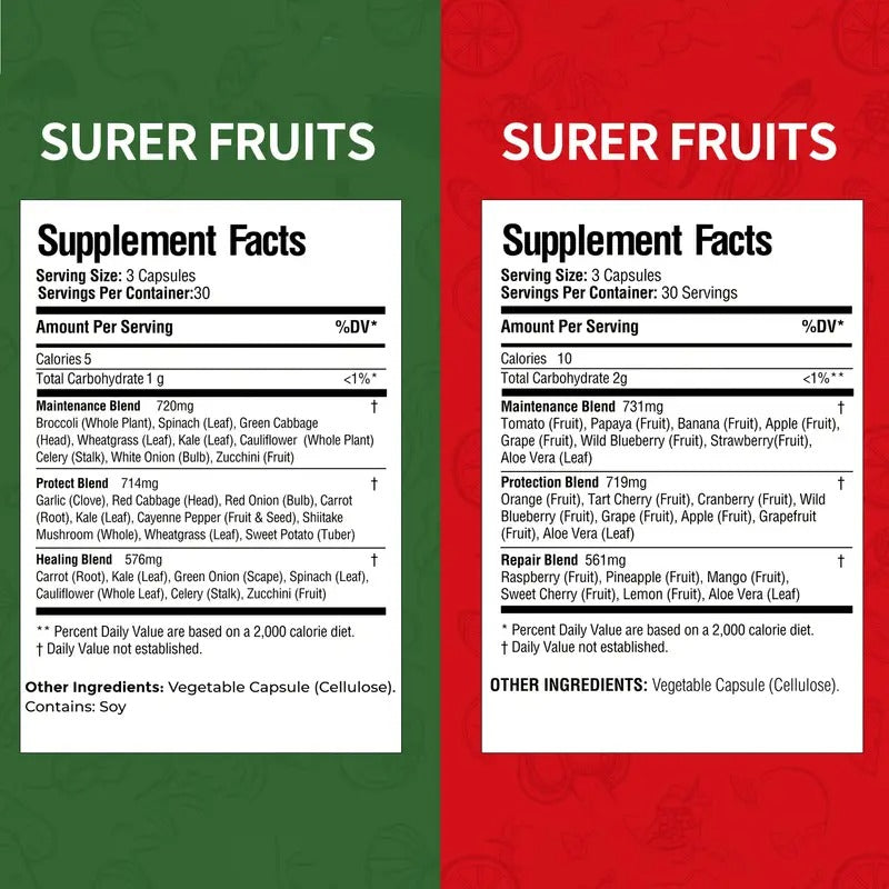 Balance of NatureFruits & Vegetables - Superfood Fruits & Vegetables Whole Food Supplement For Women, Men & Children - 90 Fruit Capsules 90 Vegetable Capsules 2 Set