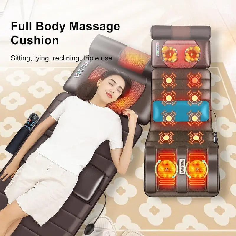 5 in 1 intelligent full body massage cushion, shoulder, neck, waist, back, legs full coverage massage, using leather fabrics, removable neck massage pillow, zoning fixed-point heat massage, the best gift for your family - foldable storage