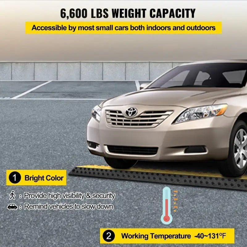 VEVOR 1 Pack of 3Channel Rubber Cable Protector Ramps Heavy Duty 44000Lbs Load Capacity Cable Wire Cord Cover Ramp Speed Bump Driveway Hose Cable Ramp Protective Cover