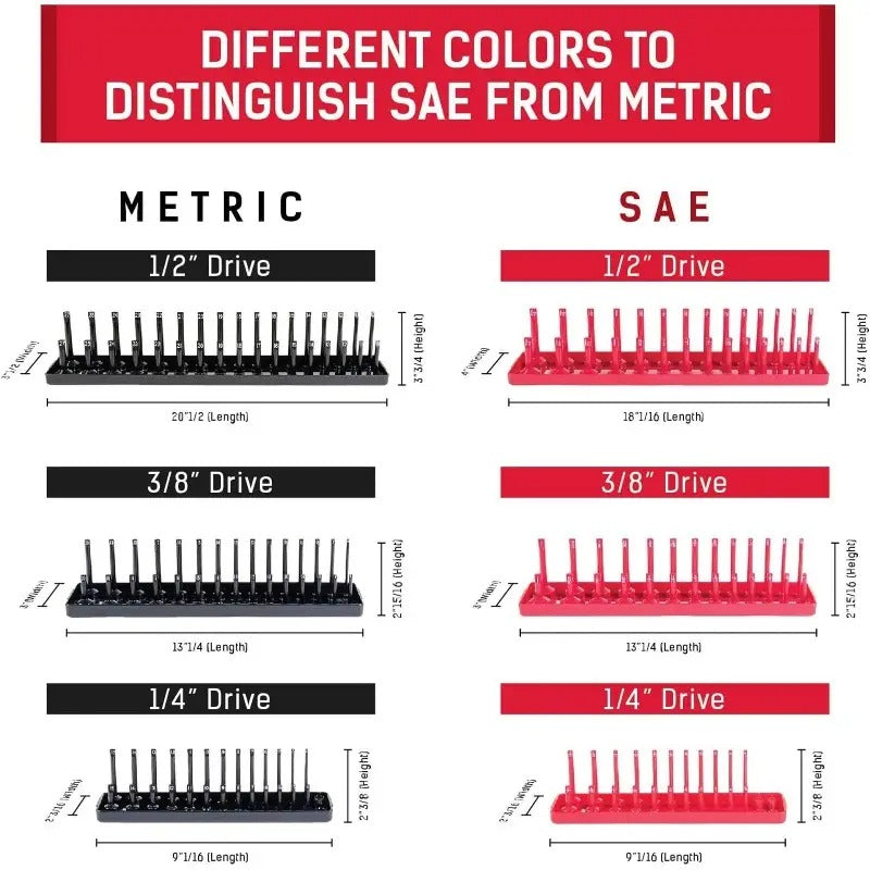 Toolbox Organizer with a Tray Holder for 6 SAE Metric Pieces