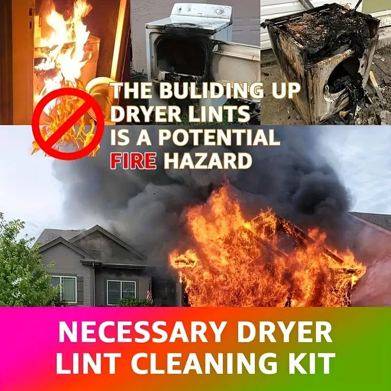 Dryer Vent Cleaning Kit for Vacuum - Multi-Purpose Combo with Flock Collector + High-Pressure Washer + Soft Hose, Quickly Clears Lint Buildup