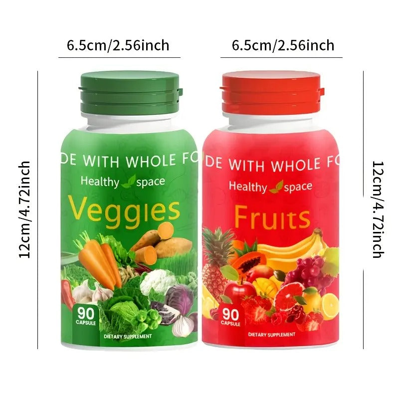 Balance of NatureFruits & Vegetables - Superfood Fruits & Vegetables Whole Food Supplement For Women, Men & Children - 90 Fruit Capsules 90 Vegetable Capsules 2 Set