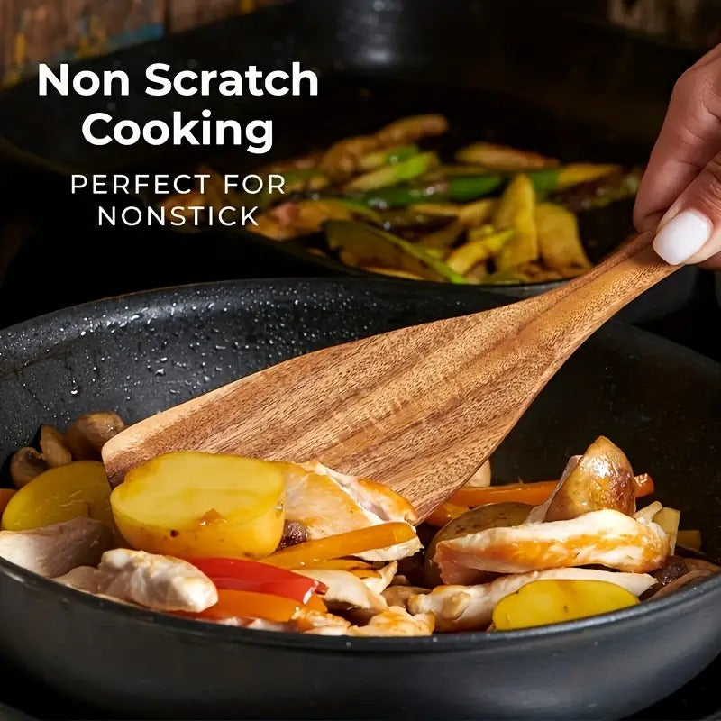 10pcs Quality Teak Cookware Set - Non-stick Friendly, Heat Resistant, Ergonomic Handle, Comfortable Grip - Perfect For Stirring, Baking, Serving And Easy Cooking