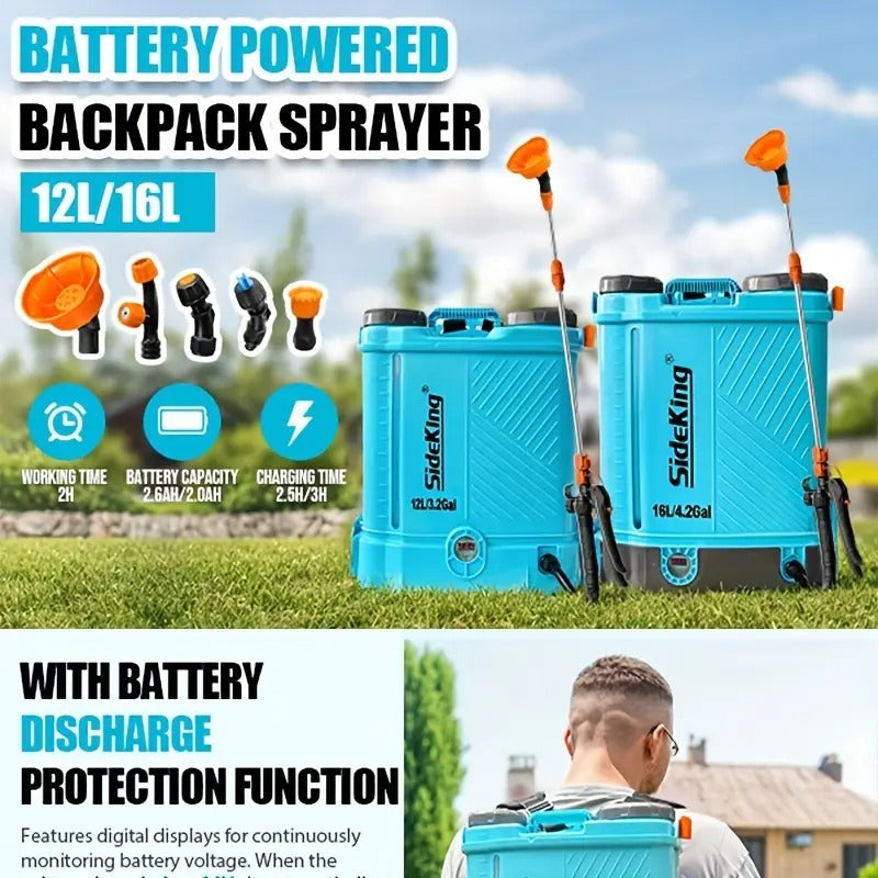 4 Gallon Battery Powered Backpack Sprayer, 100 PSI Adjustable Pressure Sprayer, Weed Yard Sprayer With Telescopic Wand, 5 Nozzles, 2.6 Ah Battery & Charger Included